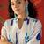 White blue printed pure cotton a-line kurta set