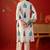 White blue printed pure cotton a-line kurta set