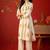 White orange printed pure cotton a-line kurta set