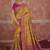Mustard yellow silk blend saree with intricate zari & meenakari weaving