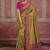 Parrot green silk blend saree with intricate zari & meenakari weaving