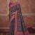 Navy blue silk blend saree with intricate zari & meenakari weaving
