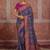 Royal blue silk blend saree with intricate zari & meenakari weaving