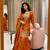orange color embroidery sequin work silk blend kurti sharara set