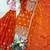 orange color embroidery sequin work silk blend kurti sharara set