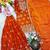 orange color embroidery sequin work silk blend kurti sharara set
