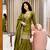 mehendi color embroidery sequin work silk blend kurti sharara set