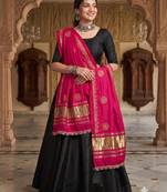 Pink rayon embroidepink dupatta | navratri garba & dandiya festive wear