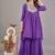 Women purple yoke embroidered short kurti with flared palazzo co-ord set