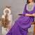 Women purple yoke embroidered short kurti with flared palazzo co-ord set