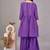 Women purple yoke embroidered short kurti with flared palazzo co-ord set