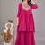 Women rani  yoke embroidered short kurti with flared palazzo co-ord set