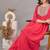 Women red yoke embroidered short kurti with flared palazzo co-ord set