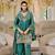 teal green color embroidery sequin work silk blend kurti palazzo set