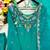 teal green color embroidery sequin work silk blend kurti palazzo set