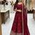maroon color embroidery sequin work silk blend gown set
