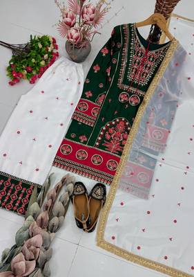 Green Embroidery And sequin Work Silk Blend Salwar Suit 4