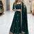 dark green color embroidery sequin work silk blend gown set