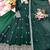 dark green color embroidery sequin work silk blend gown set