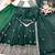 dark green color embroidery sequin work silk blend gown set
