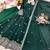 dark green color embroidery sequin work silk blend gown set