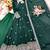 dark green color embroidery sequin work silk blend gown set