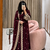 wine color embroidery sequin work georgette gown set