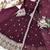wine color embroidery sequin work georgette gown set