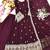wine color embroidery sequin work georgette gown set