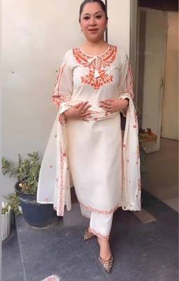 White Embroidery Work Silk Blend Salwar Suit 3