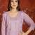 Elegant lavender mull chanderi embroidered kurti pant set