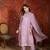 Elegant lavender mull chanderi embroidered kurti pant set
