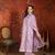 Elegant lavender mull chanderi embroidered kurti pant set