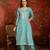  sea green mull chanderi embroidered kurti pant set