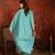  sea green mull chanderi embroidered kurti pant set
