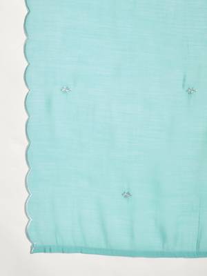  sea green mull chanderi embroidered kurti pant set 8