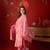 Pink roman glass kurta pant set with heavy sequin jacquard dupatta