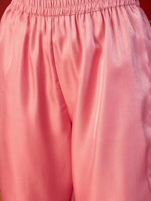 Pink roman glass kurta pant set with heavy sequin jacquard dupatta 7