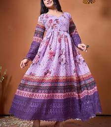 Floral printed v-neck empire anarkali kurti