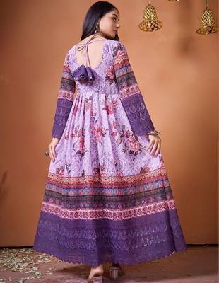 Floral printed v-neck empire anarkali kurti 3