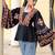 Ethnic motifs embroidered v-neck flared sleeves thread work thread work angrakha kurti
