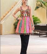 Leheriya embroidered square neck thread work thread work empire kurti