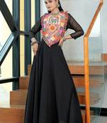 Ethnic motifs embellished thread work thread work anarkali kurti