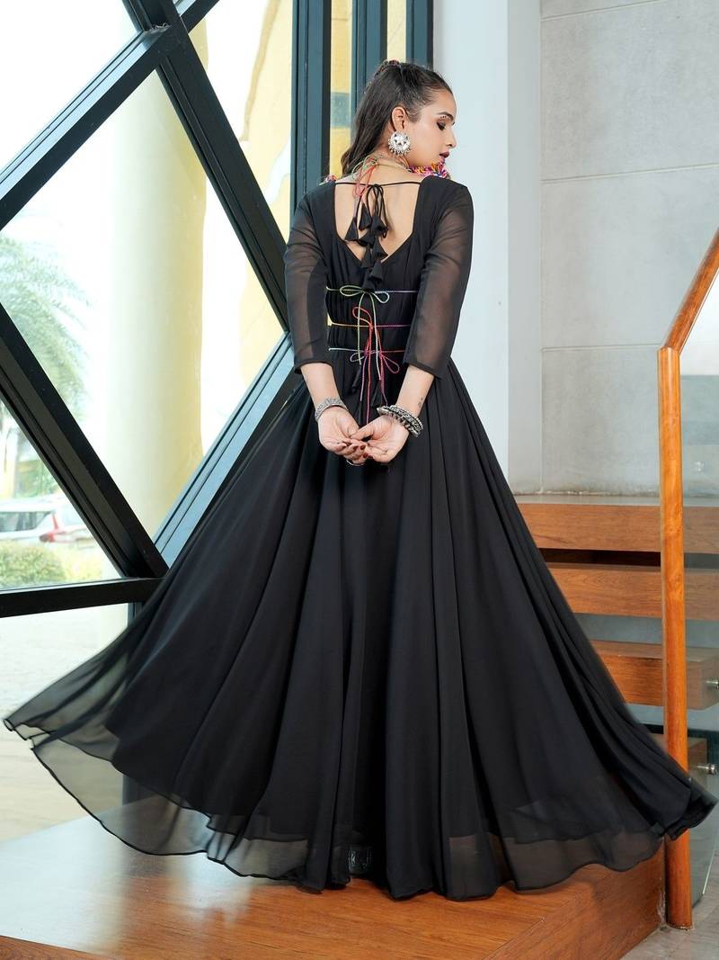 Ethnic motifs embellished thread work thread work anarkali kurti