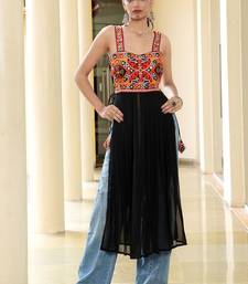 Ethnic motifs embroidered square neck thread work thread work empire kurti