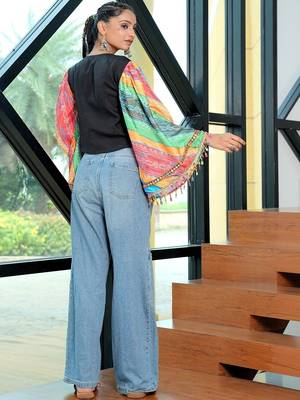 Geometric embroidered square neck thread work pure cotton thread work pleated kurti 4
