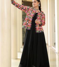 Geometric embellished thread work thread work pleated anarkali kurti