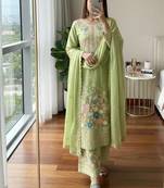 Light Green Embroidery And sequin Work Silk Blend Salwar Suit