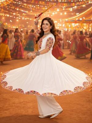 Ethnic motifs embellished thread work pure cotton thread work angrakha anarkali kurti 4