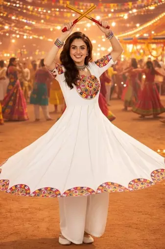 Ethnic motifs embellished thread work pure cotton thread work angrakha anarkali kurti